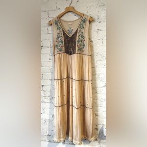 Lula Soul Sleeveless Beaded Boho Maxi Dress XL